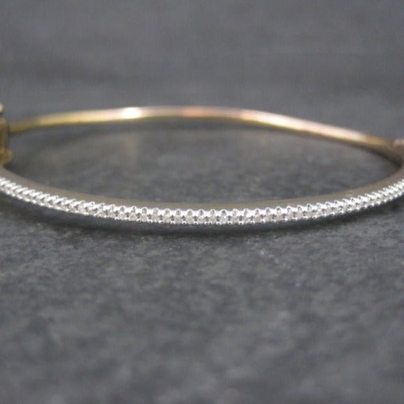 14K ROSE Gold Vermeil Sterling Diamond Bangle Bracelet 7 Inches Macys - Picture 3 of 16